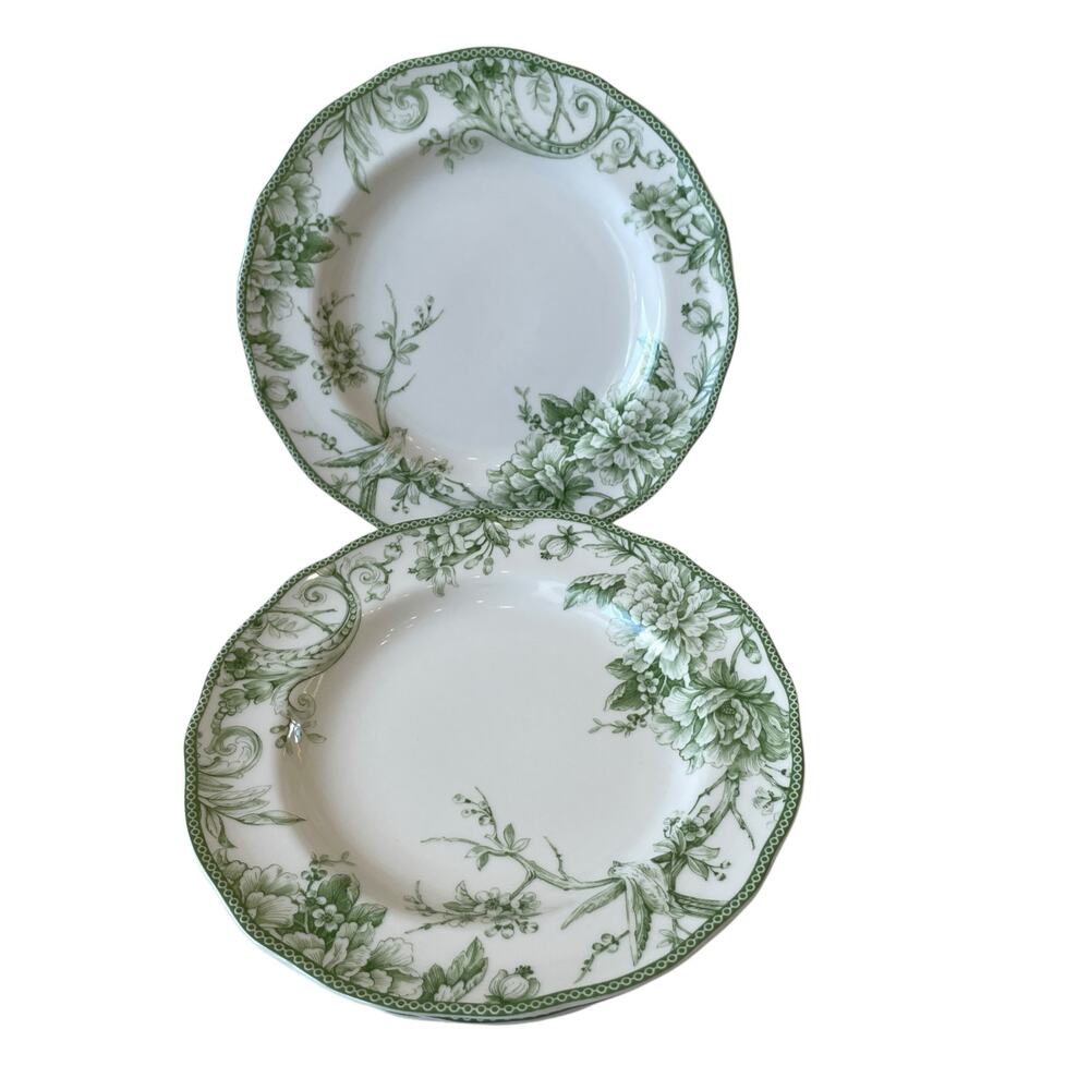 222 Fifth Adelaide MOSS Porcelain Dinner Plates 10.5in Floral Set of 4 New - Picture 6 of 16